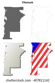 Tillamook County, Oregon blank outline map set