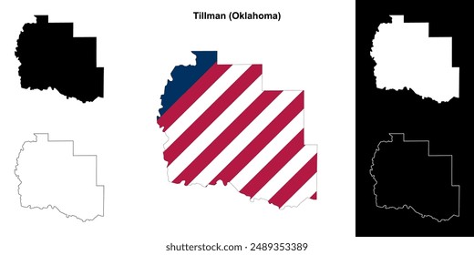 Tillman County (Oklahoma) outline map set