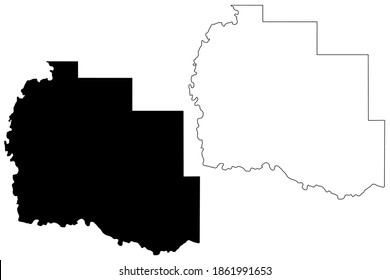 Tillman County, Oklahoma State (U.S. county, United States of America, USA, U.S., US) map vector illustration, scribble sketch Tillman map