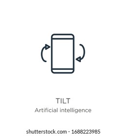 Tilt icon. Thin linear tilt outline icon isolated on white background from augmented reality collection. Line vector sign, symbol for web and mobile