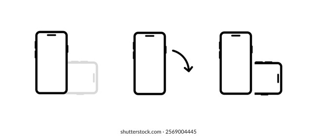 Tilt Phone icons. Linear and silhouette style. Vector icons.