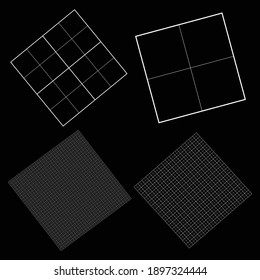 Tilt, skew, and diagonal squares grid, mesh geometric element. Angled, rotated grill, lattice, and grating