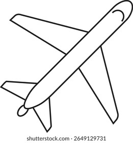 Tilted airplane vector icon for fast flight, jet travel, or aviation service logo with transparent background