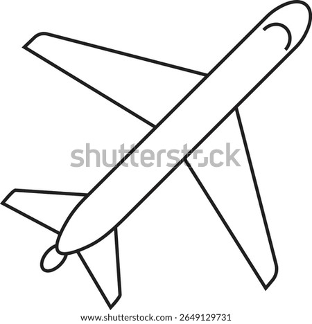 Tilted airplane vector icon for fast flight, jet travel, or aviation service logo with transparent background