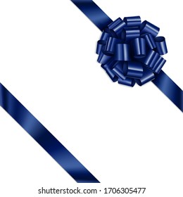 Vector de cinta de regalo azul inclinado. Ilustración de la cinta de envolver azul de saludo inclinado presente y doblar sobre fondo blanco.