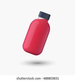 tilted bottle with red liquid.Mock up for design