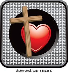 gekachelter Kreuz- und Herzsilber-Rollknopf