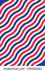 tilted diagonal curved moving seamless wavy pattern France flag color blue white red template lines vector illustration 