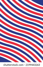 tilted diagonal curved moving seamless wavy pattern France flag color blue white red template lines vector illustration 