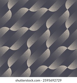 Tilted Divided Rounded Shapes Seamless Pattern Trend Dotted Abstract Vector Background. Dynamic Slanted Dashes Structure Halftone Art Illustration for Textile Print. Endless Abstraction for Wallpaper