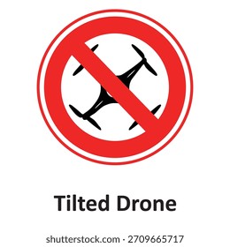 Icono de Vector de prohibición de drones inclinados que puede modificarse o editarse fácilmente

