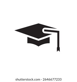  icono de tapa de graduación inclinada. Icono de mortero en ángulo con borla, adecuado para la marca educativa.