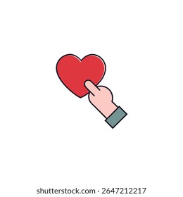 a tilted hand holding a heartbeat pulsing heart
