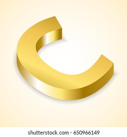 Tilted Letters C color gold 3D style.