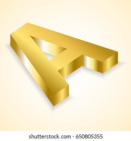 Tilted Letters A color gold 3D style.
