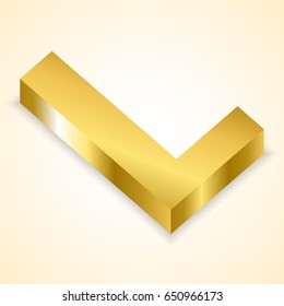 Tilted Letters L color gold 3D style.