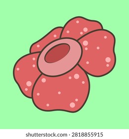 Tilted Rafflesia Flower Flat design style giant tropical flower viewed from an angled perspective ideal for botanical illustrations nature graphics stickers and decorative designs