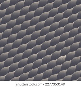 Tilted Scales Structure Seamless Pattern Vector Stipple Dynamic Abstract Background. Repetitive Snake Squama Dot Work Texture. Endless Graphic Pale Grey Wallpaper. Tileable Half Tone Art Illustration