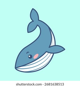 Baleia inclinada Baleia de design liso com postura inclinada e olho sorridente, bom para avatares ícones projetos marinhos amigáveis e artigos de papelaria