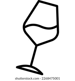 Tilted wine glass thin line icon, wine making. Vector illustration.