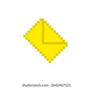 Pixel art de envelope amarelo inclinado