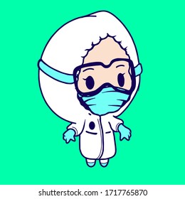 tim medic chibi style with personal Protective equipment-covid-19 for banner, landing page,icon.chibi characther . Covid-19. Medical team.