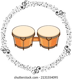 A timbales with musical notes on white background illustration