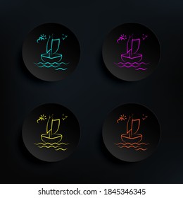 Timber boat dark badge color set icon. Simple thin line, outline vector of travel icons for ui and ux, website or mobile application