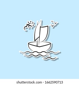 Timber boat sticker icon. Simple thin line, outline vector of travel icons for ui and ux, website or mobile application