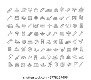 Timber and carpentry tools. Wood crafting collection