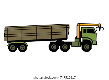 Timber carrier logo. Vector illustration of special truck.