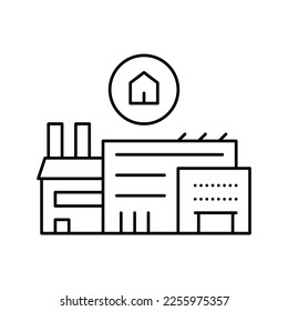 timber factory line icon vector. timber factory sign. isolated contour symbol black illustration