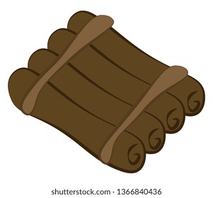 A timber floating raft vector or color illustration