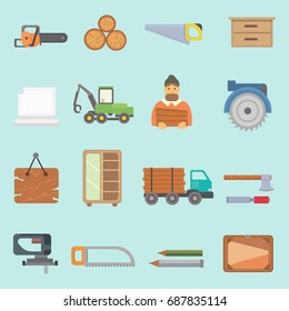 Timber forest lumbering production icons vector illustration.
