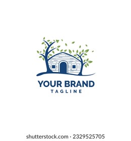 Timber house or wooden house logo.