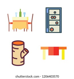 timber icon set. vector set about log, table and shelf icons set.