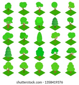 Timber icons set. Isometric set of 25 timber vector icons for web isolated on white background