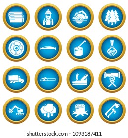 Timber industry icons set. Simple illustration of 16 timber industry vector icons for web