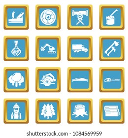 Timber industry icons set vector sapphirine square isolated on white background 