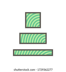 Timber or lumber icon. That is wood has been sawed or split process into beam, plank or board in wood production industry. For construction i.e. structural, wall and floor. Also for furniture making.