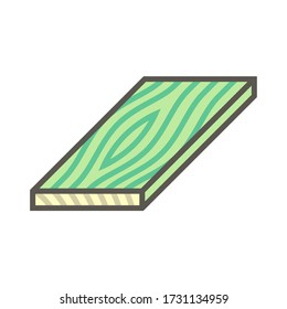 Timber or lumber icon. That is wood has been sawed or split process into beam, plank or board in wood production industry. For construction i.e. structural, wall and floor. Also for furniture making.