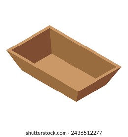 Timber meal tray icon isometric vector. Cookery menu holder. Dinnerware wooden platter