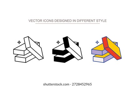 Diseño de icono de pila de madera con fondo blanco