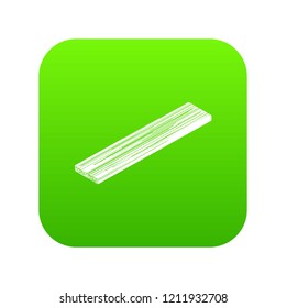 Timber plank icon green vector isolated on white background