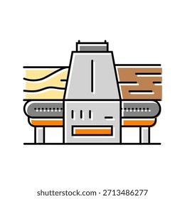 Icono de color de proceso de aserradero de madera. Vector de proceso de aserradero de madera. Ilustración de símbolo aislado
