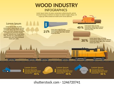 Timber Sawmill woodcutter lumber or hardwood background flat elements