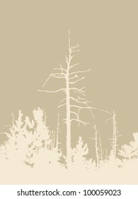 Holzsilhouette auf braunem Hintergrund, Vektorgrafik