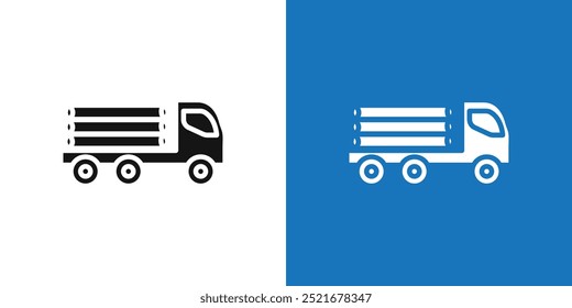 Timber truck icon Flat vector set outline