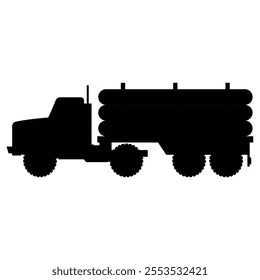 Timber Truck Silhouette Icon for Forestry and Transportation