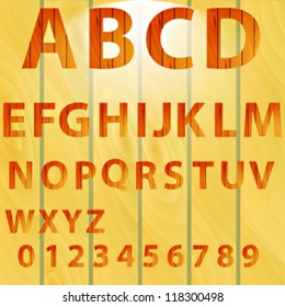 Timber vector font over wooden wall